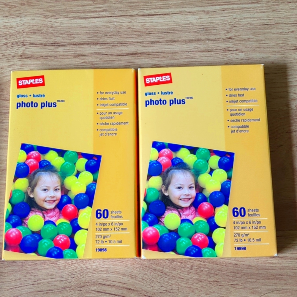 Staples Photo NEW Sealed Gloss 4" x 6" PHOTO PLUS - 2 boxes